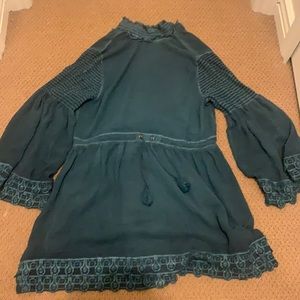 Blue high neck backless dress